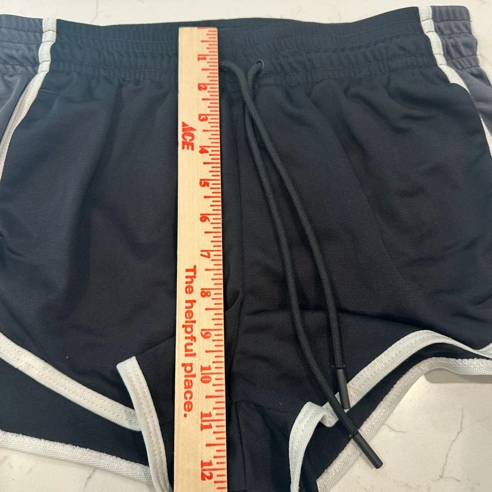 Athletic Works Womens Black Grey Running Shorts Size S 4-6 Drawstring Pockets